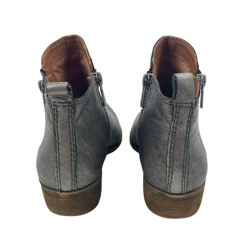 Lucky Brand Basel Metallic Pewter Silver Leather Ankle Booties LK-BASEL Size 7M - Picture 4 of 7